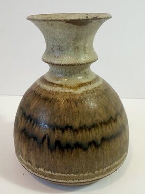 Share Studio Pottery Brown Tan Drip Glaze Vase Natural Rustic Earthen Arts Craft